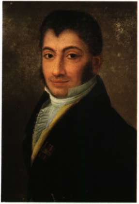 Ανδρέας Μουστοξύδης. Φιλόλογος, ιστορικός και πολιτικός. Ελαιογραφία (Ληξούρι Κεφαλλονιάς, Ιακωβατειος Βιβλιοθήκη).