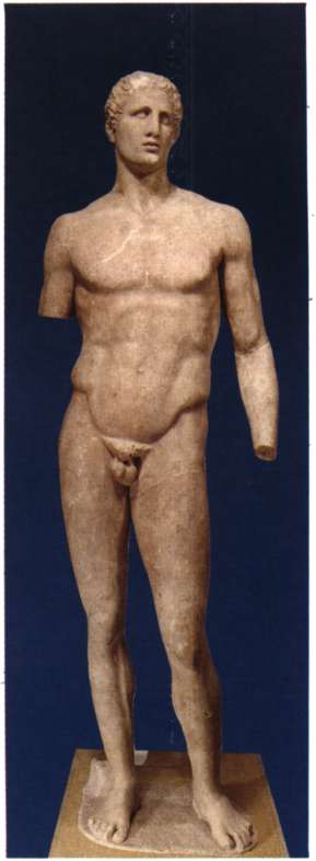 Ο ολυμπιονίκης Αγίας. Αντίγραφο έργου του Λυσίππου (Δελφοί, Αρχαιολογικό Μουσείο).