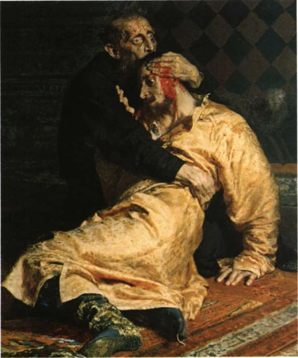 Ο τσάρος της Ρωσίας Ιβάν Δ ' ο Τρομερός θρηνεί τον σκοτωμένο απότονίδιο γιο του Ιβάν. Ελαιογραφία του I.E. Ρέπιν (Μόσχα. Πινακοθήκη Τρετιάκωφ).