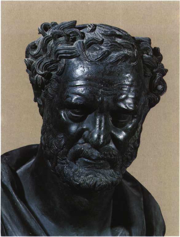 Δημόκριτος ο Αβδηρίτης. Κορυφαίος φιλόσοφος και επιστήμονας, ο κυριότερος εκπρόσωπος της αρχαίας ατομικής θεωρίας Ρωμαϊκό αντίγραφο χάλκινης προτομής του 3ου αι. π.Χ. (Νεάπολη, Εθνικό Μουσείο).